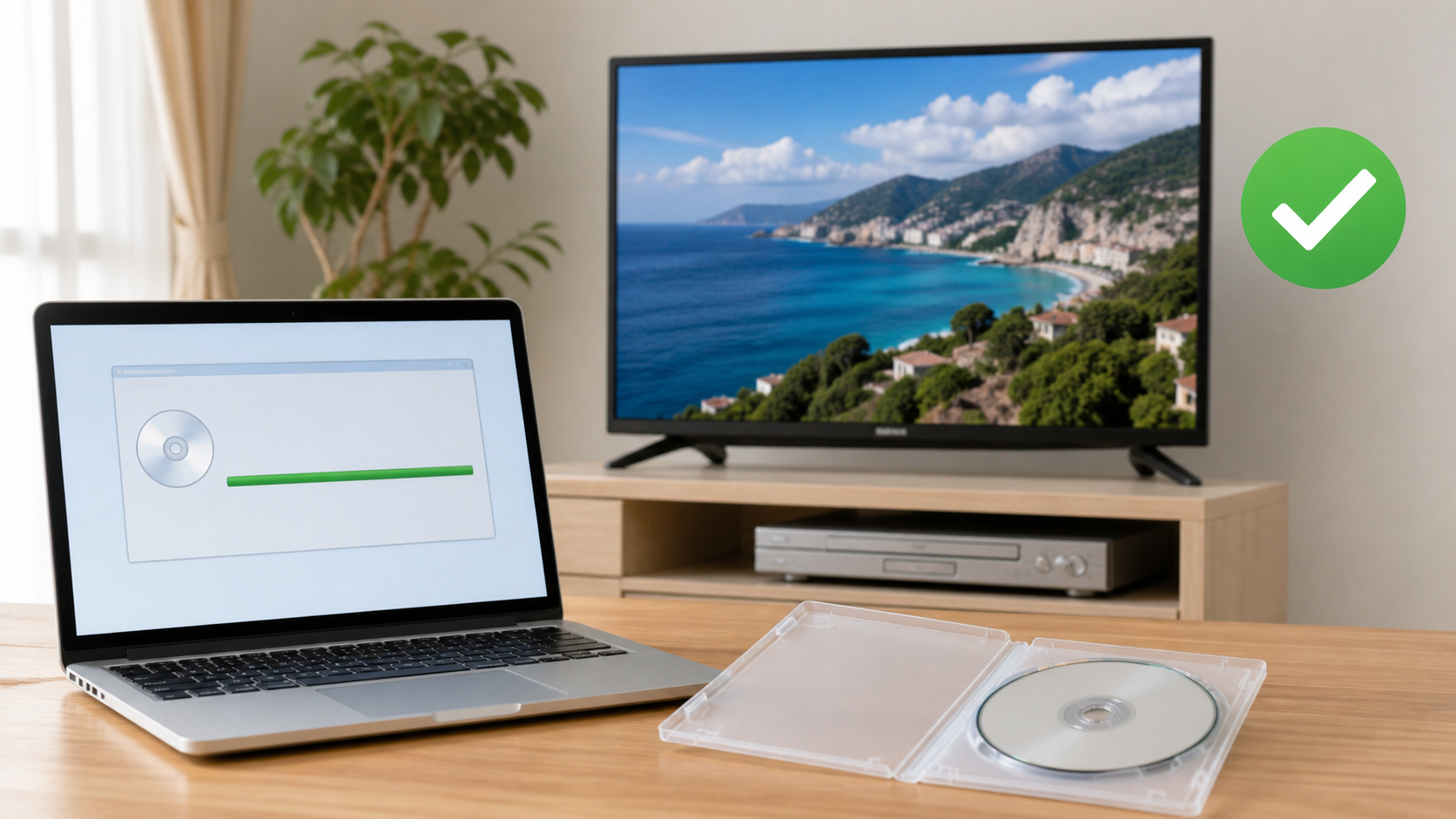 ISOを正しく書き込んだDVD-Rを再生確認する場面