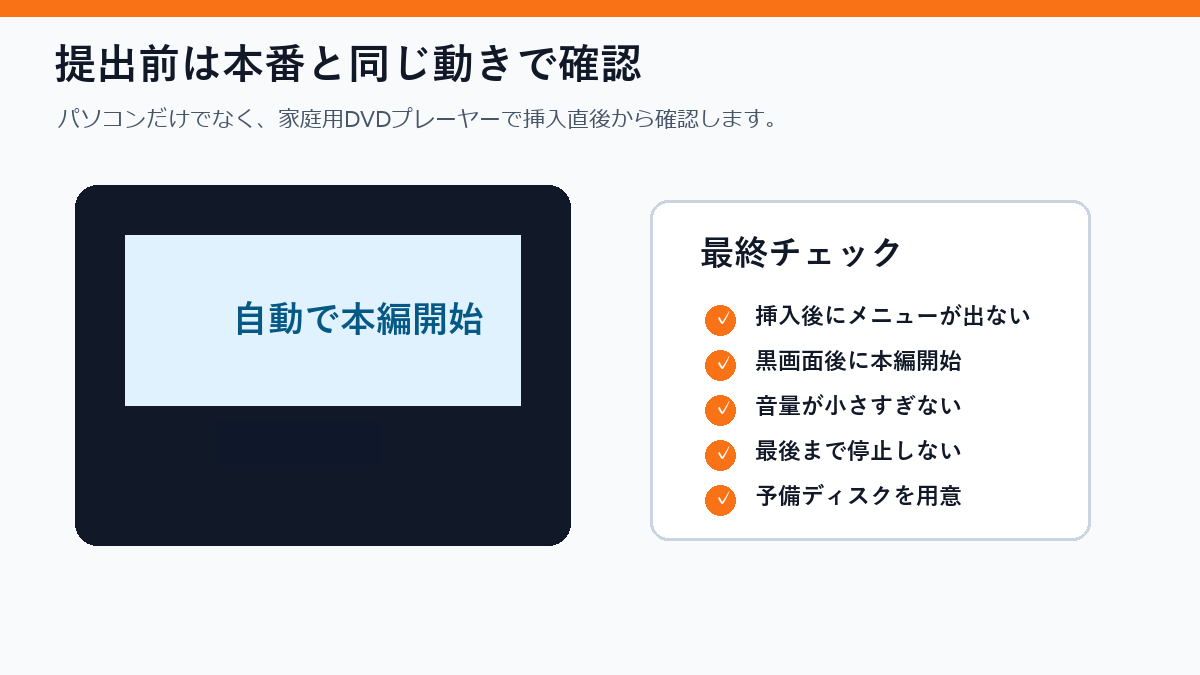 プロフィールムービーDVDを式場へ提出する前に自動再生を確認するチェックリスト