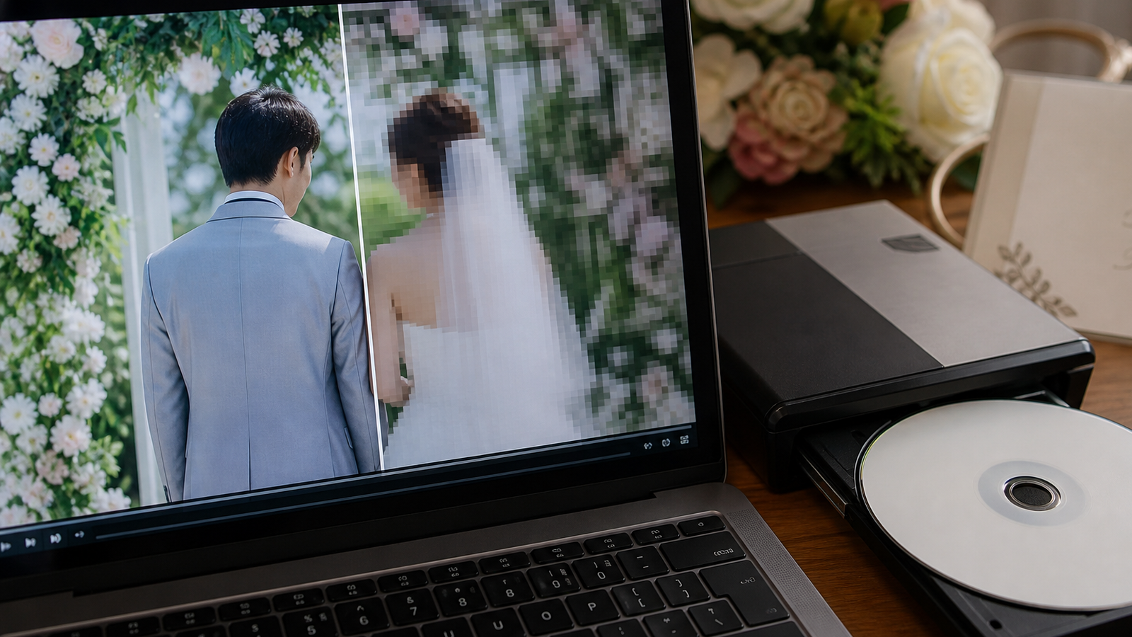 結婚式ムービーのDVD作成時に圧縮劣化が出る様子