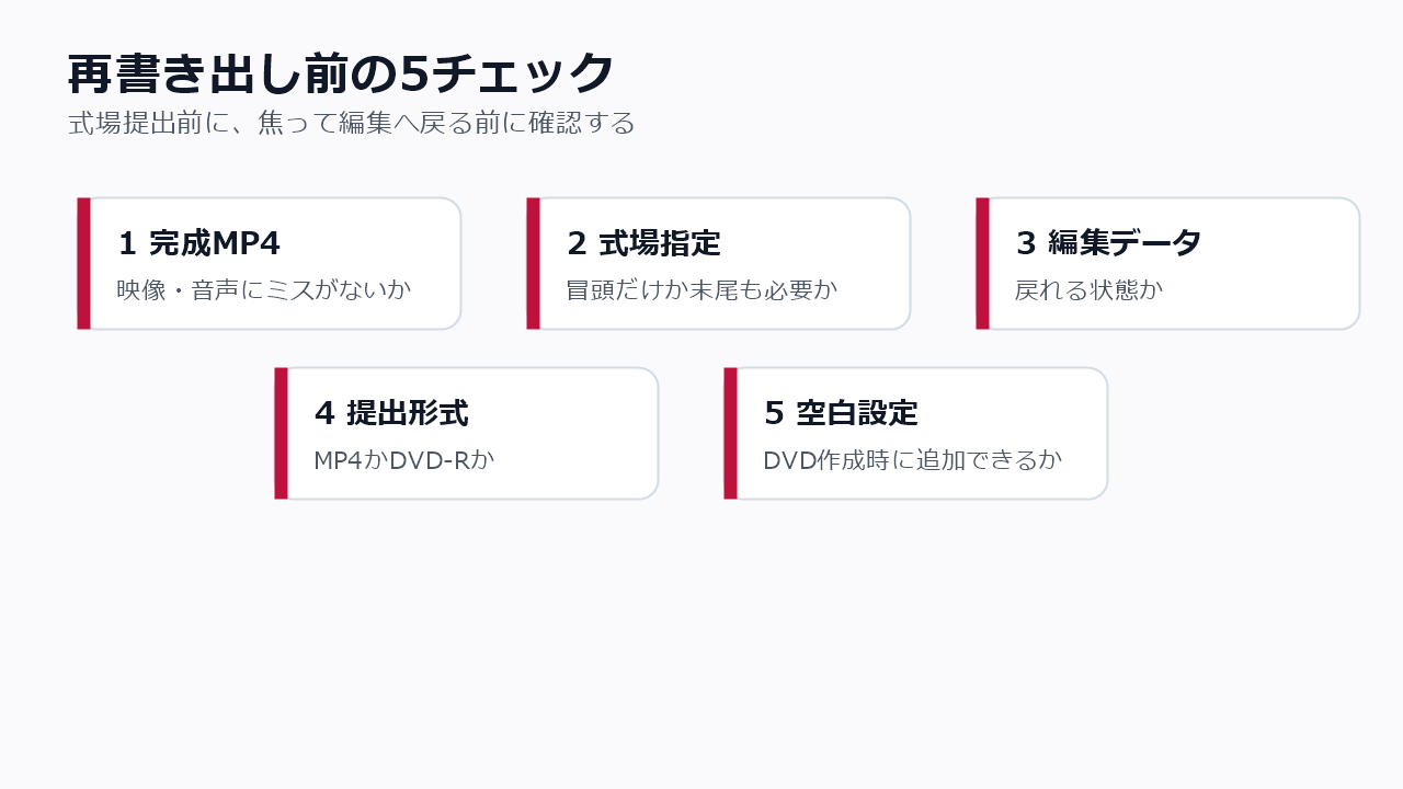 結婚式ムービーを再書き出しする前に確認するチェックリスト