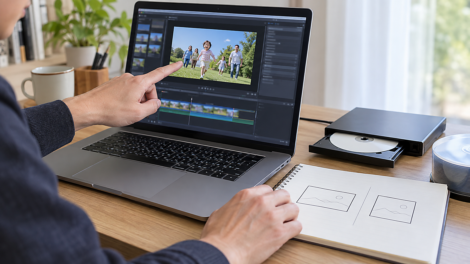 DVD作成前に元動画のアスペクト比が16:9か4:3かを確認している様子