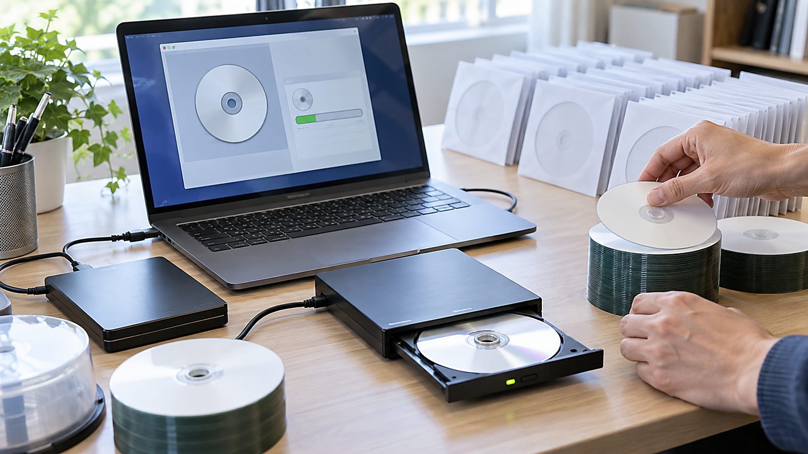 同じDVD-Video ISOから配布用DVDを大量コピーするためにDVD-Rへ書き込んでいる様子