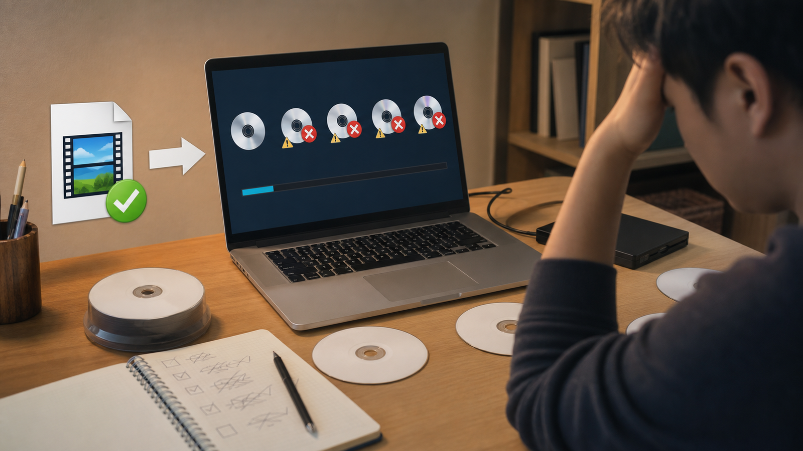 無料DVD作成ソフトで何度も失敗し完成MP4とDVD-Rが残っている状態