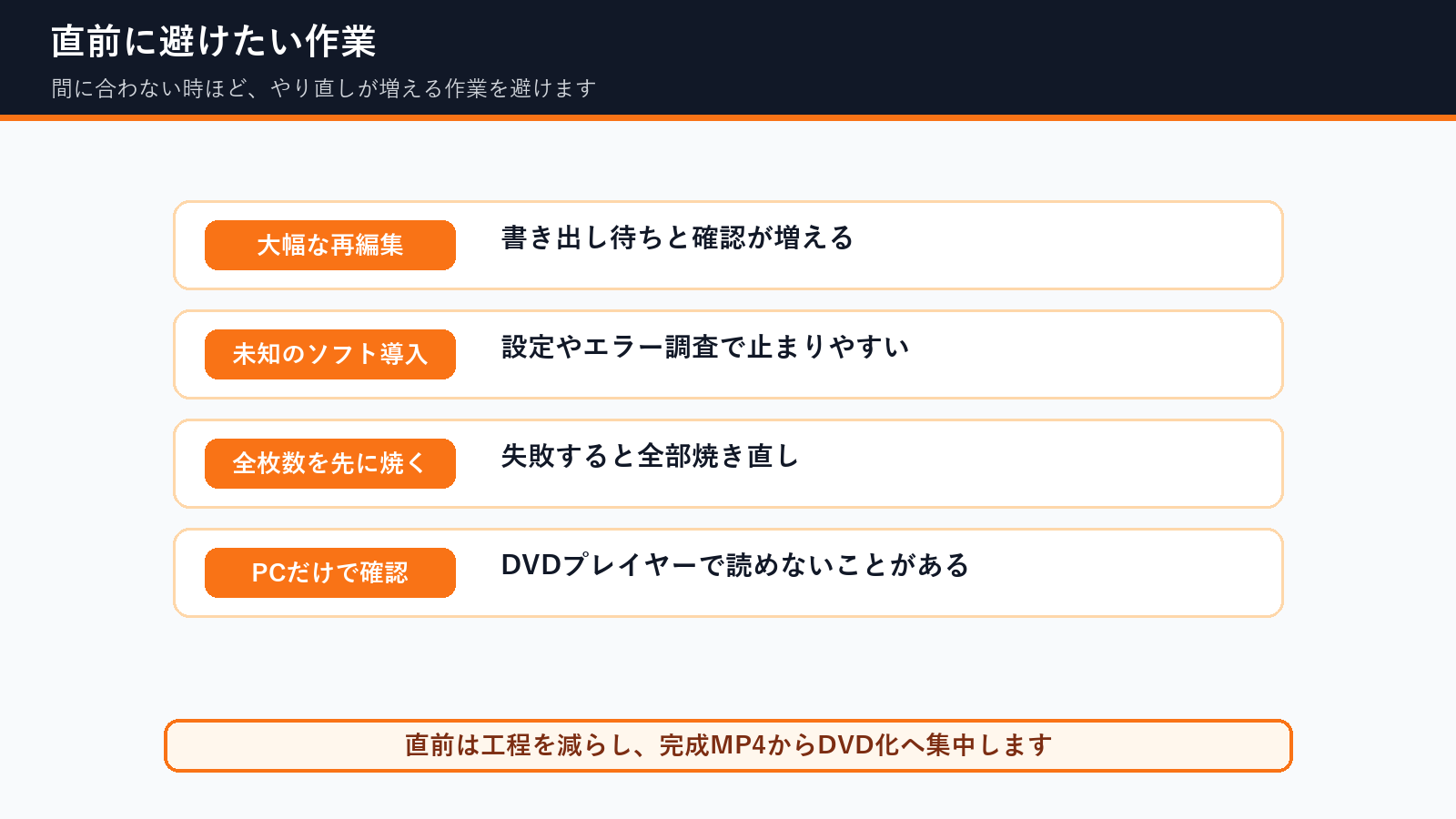 卒園DVD作成が間に合わないときに直前に避けたい作業