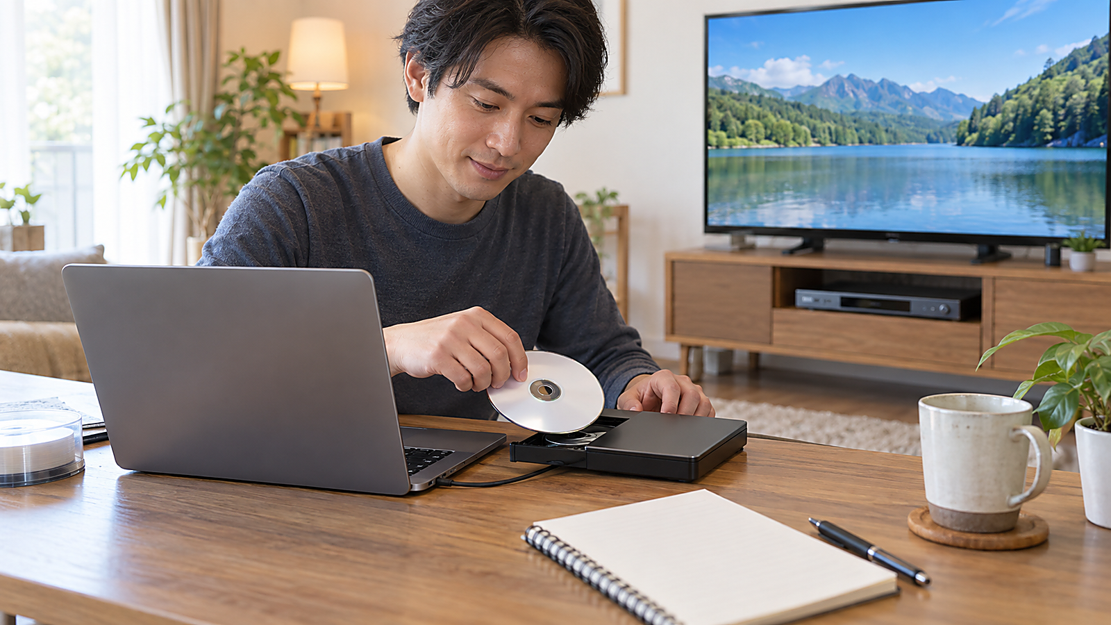 Macで作成したDVD-Video ISOをDVD-Rへ書き込み家庭用DVDプレイヤーで確認する様子