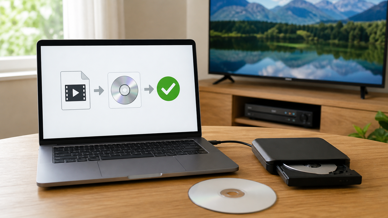 ブラウザでISO作成後にDVD-RとDVDプレイヤーで確認する様子